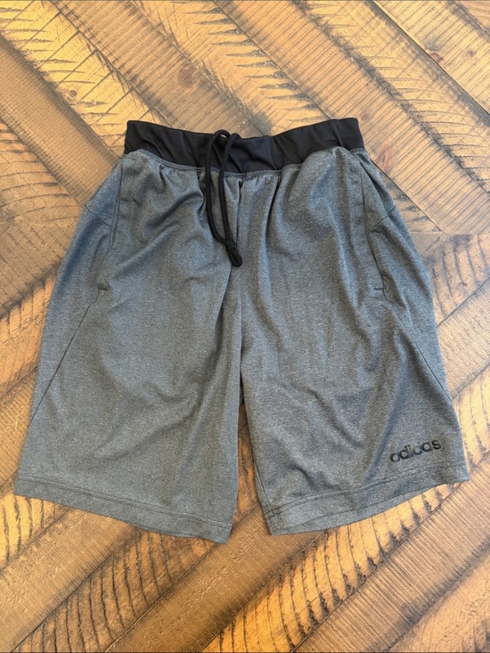 adidas Gray Athletic Shorts with Black Waistband